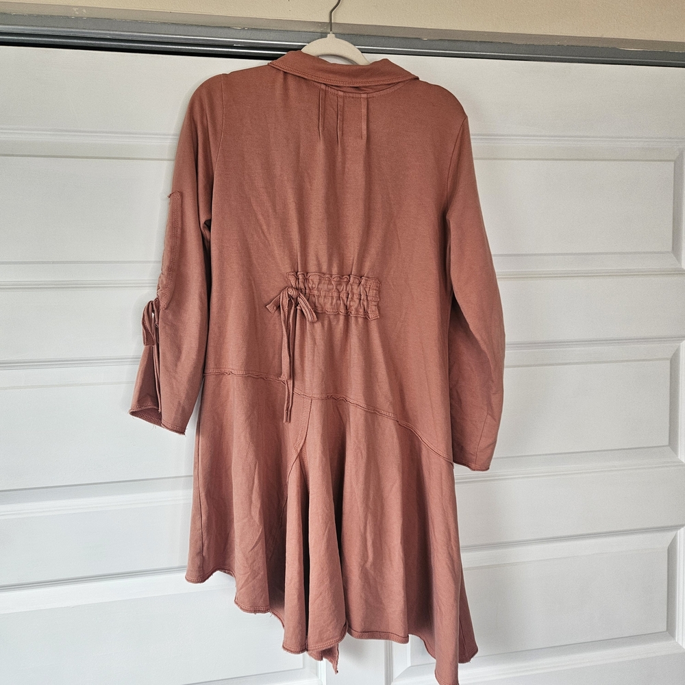 Color Me Cotton Alissa Duster Coat Rust Orange Asymmetrical Lagenlook Small - Picture 5 of 8